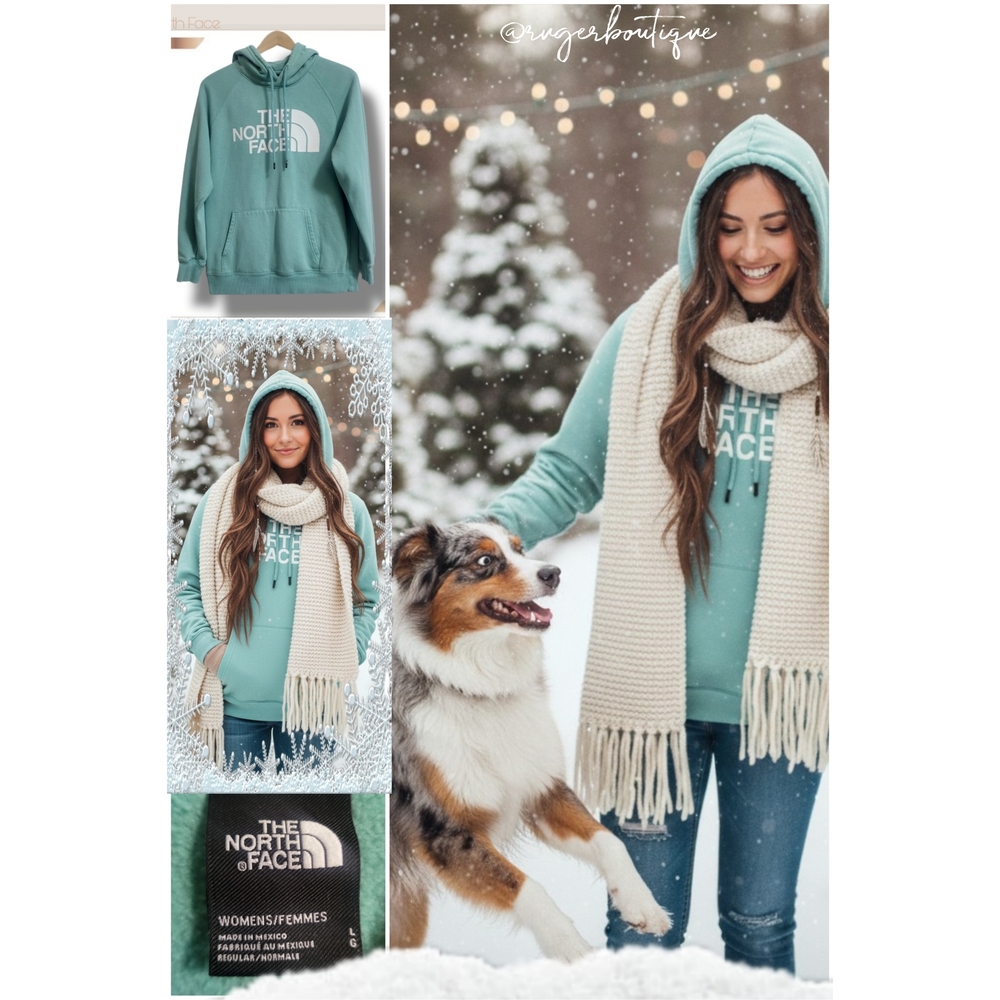 🌿The North Face Women's Medium/Large Pullover Hoodie - Light Turquoise - Picture 12 of 14